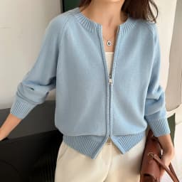 YTFidio 100% Cotton Women O-neck Thick Zipper Solid Cardigan Luxury Designer Clothing Woman Pullover Female Tops 401