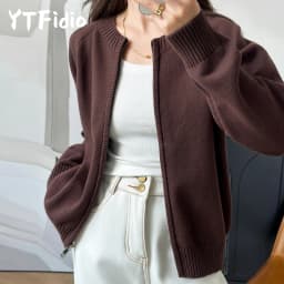 YTFidio 100% Cotton Women O-neck Thick Zipper Solid Cardigan Luxury Designer Clothing Woman Pullover Female Tops 401