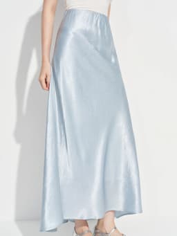 FSLE Wool Acetate Trumpet Skirt Women Elastic Waist Pearlescent Drape Elegant Long Elegant Style Spring 2026 Simple