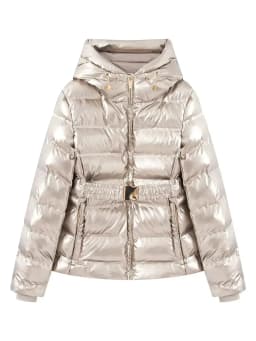 ETJ 2025 Women's Winter New Collection Y2K Golden Luster Pressure-sensitive Rubber quilted hooded Windproof and warm Jacket