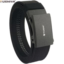 TUSHI Brand 3.8 Wide Thickened Gun Hanging Double-Layer Nylon Cloth Belt Versatile Outdoor Tactical Automatic Buckle Men's Belt