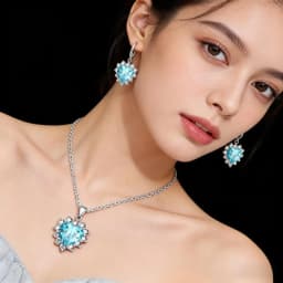 Shiny 925 Sterling Silver Love Heart Crystal Zircon Necklace Earrings Set for Women Girls Engagement Party Fashion Jewelry Gifts