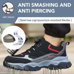 Rotary Buckle Work Boots Indestructible Safety Shoes Men Steel Toe Shoes Puncture-Proof Sneakers Non Slip Work Protective Shoes