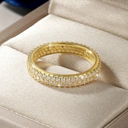 IOGOU Sparkling 1.3mm D Color Full Moissanite Eternity Ring 14k Gold Filled Double-row Finger Bands GRA Cerified Rings for Womem