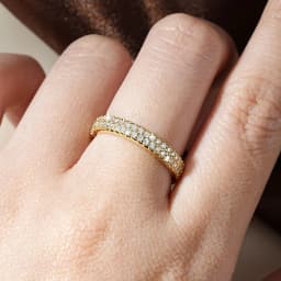 IOGOU Sparkling 1.3mm D Color Full Moissanite Eternity Ring 14k Gold Filled Double-row Finger Bands GRA Cerified Rings for Womem
