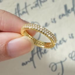 IOGOU Sparkling 1.3mm D Color Full Moissanite Eternity Ring 14k Gold Filled Double-row Finger Bands GRA Cerified Rings for Womem