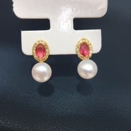 ZHBORUINI Natural Freshwater Pearl Earrings 8-8.5mm Elliptical Inlay Retro Minimalist Style Jewelry Suitable for Daily Wear 