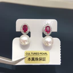 ZHBORUINI Natural Freshwater Pearl Earrings 8-8.5mm Elliptical Inlay Retro Minimalist Style Jewelry Suitable for Daily Wear 