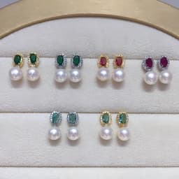 ZHBORUINI Natural Freshwater Pearl Earrings 8-8.5mm Elliptical Inlay Retro Minimalist Style Jewelry Suitable for Daily Wear 