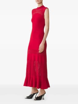 TWOTWINSTYLE Solid Hollow Out Design Sense Knit Dresses for Women Round Neck Sleeveless Tunic Minimalist Long Dress Female New