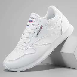 Men's Casual Sports Shoes, White Sneakers, Solid Color Classic, Comfortable and Stylish, Suitable for Walking, Outdoor Training