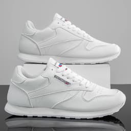 Men's Casual Sports Shoes, White Sneakers, Solid Color Classic, Comfortable and Stylish, Suitable for Walking, Outdoor Training