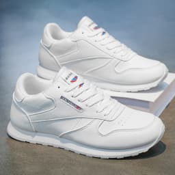 Men's Casual Sports Shoes, White Sneakers, Solid Color Classic, Comfortable and Stylish, Suitable for Walking, Outdoor Training