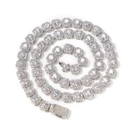 UWIN Cluster Floral Cubic Zircon Necklaces for Women 9mm AAA Iced Out Bling CZ Necklaces Silver Color Fashion Jewelry for Gift