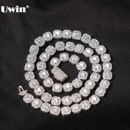 UWIN Cluster Floral Cubic Zircon Necklaces for Women 9mm AAA Iced Out Bling CZ Necklaces Silver Color Fashion Jewelry for Gift