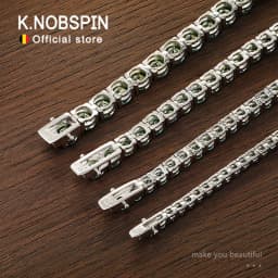 KNOBSPIN D VVS Original Green Moissanite Tennis Bracelets for Women Men Lab Diamond with GRA Wedding Jewelry 925 Sliver Bracelet