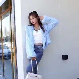 Real Rabbit Fur Hooded Coat Long Sleeve Women Casual Loose Knitted Genuine Fur Jacket With Hood Female Natural Fur Outwear