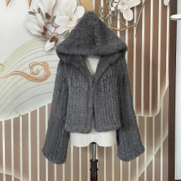 Real Rabbit Fur Hooded Coat Long Sleeve Women Casual Loose Knitted Genuine Fur Jacket With Hood Female Natural Fur Outwear