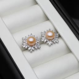 Real Silver 925 Pearl Earrings Woman,Elegant White Natural Freshwater Jewelry Pearl Earring Wife Mother Birthday Gift Pink