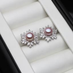 Real Silver 925 Pearl Earrings Woman,Elegant White Natural Freshwater Jewelry Pearl Earring Wife Mother Birthday Gift Pink