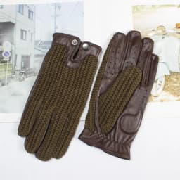 High Quality New Leather Men's Driving Non-Slip Gloves Touch Screen Sheepskin Knitted Breathable Riding Motorcycle Gloves