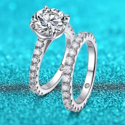 Smyoue 18k Plated 0.6-4.2CT All Moissanite Rings for Women Sparkly Luxury Wedding Diamond Band 100% 925 Sterling Silver Jewelry