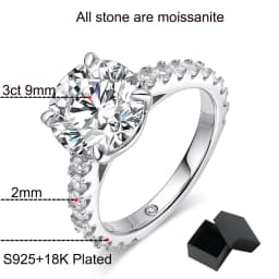 Smyoue 18k Plated 0.6-4.2CT All Moissanite Rings for Women Sparkly Luxury Wedding Diamond Band 100% 925 Sterling Silver Jewelry