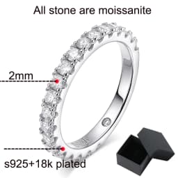 Smyoue 18k Plated 0.6-4.2CT All Moissanite Rings for Women Sparkly Luxury Wedding Diamond Band 100% 925 Sterling Silver Jewelry