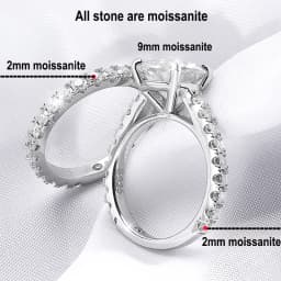 Smyoue 18k Plated 0.6-4.2CT All Moissanite Rings for Women Sparkly Luxury Wedding Diamond Band 100% 925 Sterling Silver Jewelry