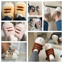 Ins Cat Paw Slippers Adults Winter Flip Flops Men Warm Fur Slides Fluffy Kitten Fuzzy House Shoes Unisex Animal Claw Slipper Man