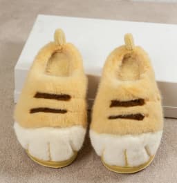 Ins Cat Paw Slippers Adults Winter Flip Flops Men Warm Fur Slides Fluffy Kitten Fuzzy House Shoes Unisex Animal Claw Slipper Man