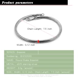 Smooth 3MM 4MM Round Snake Chain Bracelet 100% 925 Sterling Silver Men Women Teen Boy Girls 6.3"- 9" Bangle Jewelry Gift