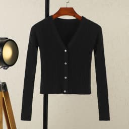 Cardigan Female Black Cropped Korean Style Knitted Sweater Long Sleeve Top Sweaters Knit Ladies Women's Coat Spring 2025 Blouses