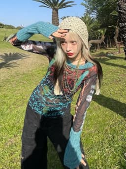 Print Y2k Accessories Crop Top Women Clothes Long Sleeves Graphic T Shirt O-neck Gothic Aesthetic Tshirt Pullover Ropa De Mujer