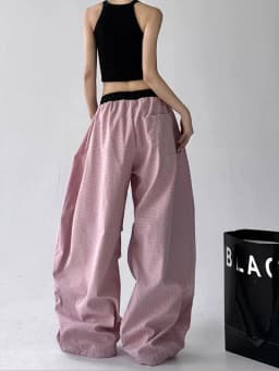 Streetwear Hip Hop Plaid cargo Pant Women Summer Loose Design Scimitar Jazz Dance Wide Leg Pants High Waist All Match Long Pants