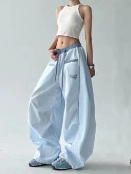 Streetwear Hip Hop Plaid cargo Pant Women Summer Loose Design Scimitar Jazz Dance Wide Leg Pants High Waist All Match Long Pants