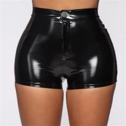 Sexy Black PU Casual Fashion Summer Shorts Women Clothing Goth Faux Leather High Waisted Womens Shorts Y2K Hot Woman Short Pants
