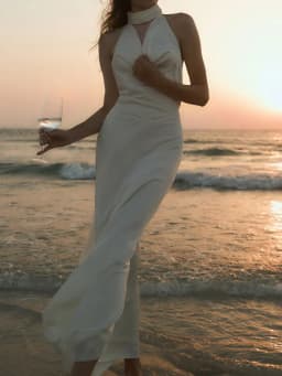 GACVGA Satin Backless Pearls Sexy Bodycon Prom Party Maxi Dress Halter Sleeveless Celebrity Evening Runway Slim Club Long Dress