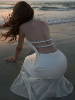 GACVGA Satin Backless Pearls Sexy Bodycon Prom Party Maxi Dress Halter Sleeveless Celebrity Evening Runway Slim Club Long Dress