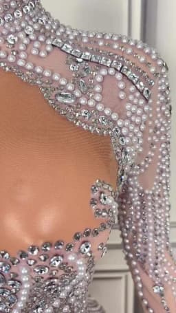 Luxurious Full Rhinestones Pearl Short Dress Women Evening Prom Celebrate Dress Sexy Mesh Transparent Singer Show Party Wear