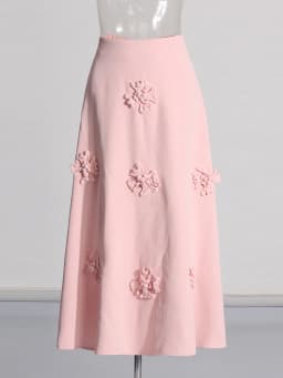 TWOTWINSTYLE Spliced Appliques Two Piece Set For Women Square Collar Sleeveless Top High Waist A Line Skirt Solid Sets Female