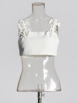 TWOTWINSTYLE Spliced Appliques Two Piece Set For Women Square Collar Sleeveless Top High Waist A Line Skirt Solid Sets Female