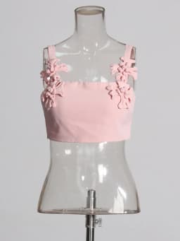 TWOTWINSTYLE Spliced Appliques Two Piece Set For Women Square Collar Sleeveless Top High Waist A Line Skirt Solid Sets Female