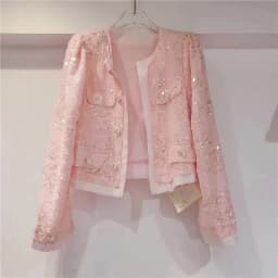 Spring Autumn Women's Jacket Korean New Cardigan Splicing Sequin Outerwear Female Long Sleeved Stylish Socialite Versatile Top