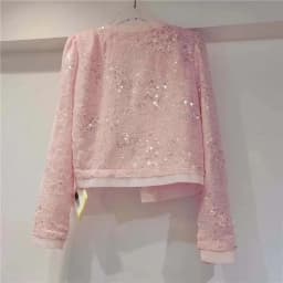 Spring Autumn Women's Jacket Korean New Cardigan Splicing Sequin Outerwear Female Long Sleeved Stylish Socialite Versatile Top