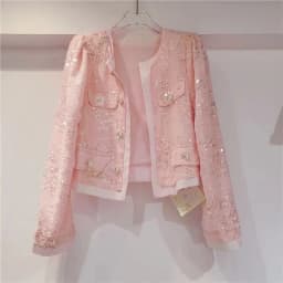 Spring Autumn Women's Jacket Korean New Cardigan Splicing Sequin Outerwear Female Long Sleeved Stylish Socialite Versatile Top