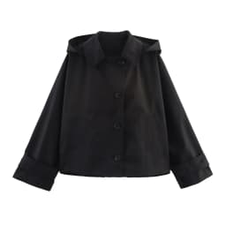 Autumn New European and American Style Hooded Long Sleeved Lapel Jacket Single Breasted Trench Coat Short Jacket