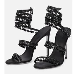 2025 Women's New Fashion Tassel Crystal Shoes Sexy Banquet Party Stiletto High Heels Women's Large Sandals Dance Shoes