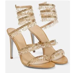 2025 Women's New Fashion Tassel Crystal Shoes Sexy Banquet Party Stiletto High Heels Women's Large Sandals Dance Shoes