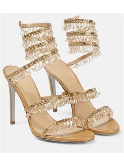 2025 Women's New Fashion Tassel Crystal Shoes Sexy Banquet Party Stiletto High Heels Women's Large Sandals Dance Shoes